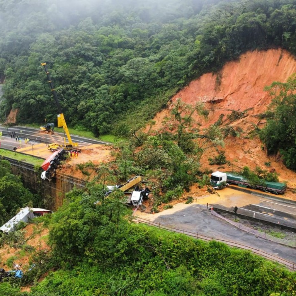 Hill slope with landslide protection works and monitoring instruments