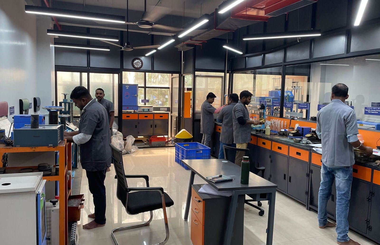 Engineers at work in the SRGPL soil and rock testing laboratory