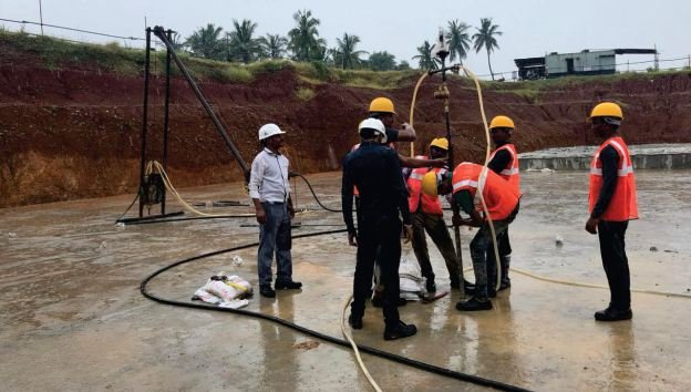 SRGPL crew carrying out drilling and grouting works on site